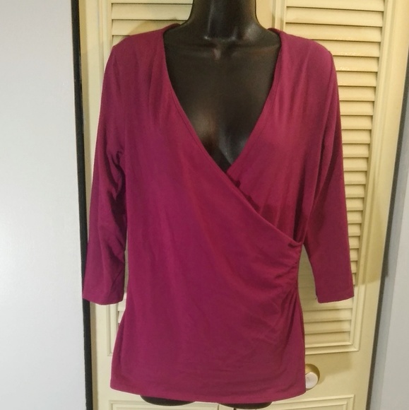 Cranberry faux wrap Athleta shirt - Picture 1 of 4